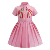 Kid Dress for Girls Pink Casual Embroidery Children Clothing