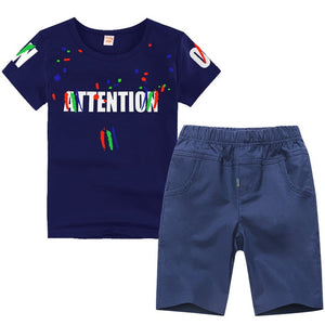 Blue Summer Boys Clothes Sport Suit Set
