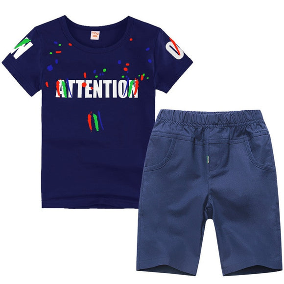Blue Summer Boys Clothes Sport Suit Set
