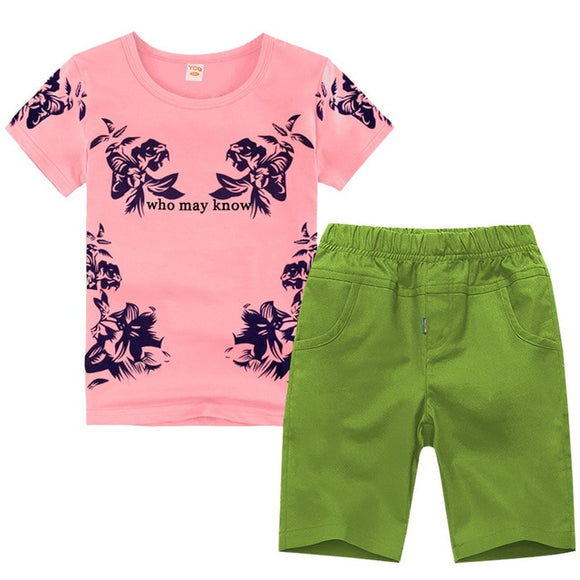 Pink Summer Boys Clothes Sport Suit