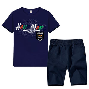 Blue Summer Boys Clothes Sport Suit Set