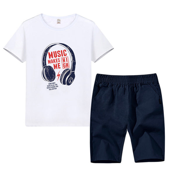 Music Summer Boys Clothes Sport Suit Set