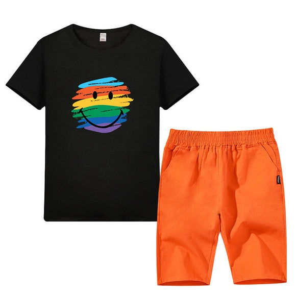 Smiling Face Boys Clothes Sport Suit Set