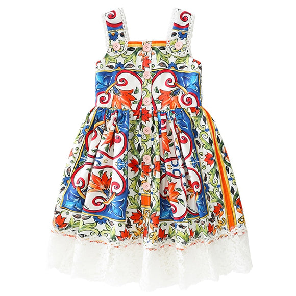 Kid Dress for Girls Patterned Child Clothing