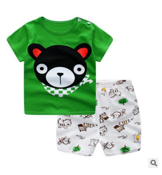 Green Bear Baby Girl Clothing Set
