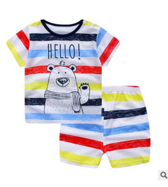 Cartoon Striped Bear Baby Girl Clothing Set