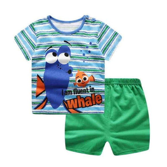 Cartoon Striped Lost Fish Nemo Baby Girl Clothing Set