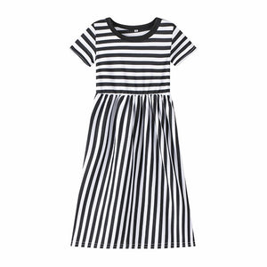 Girl Summer Black Stripe Casual Girls Dress