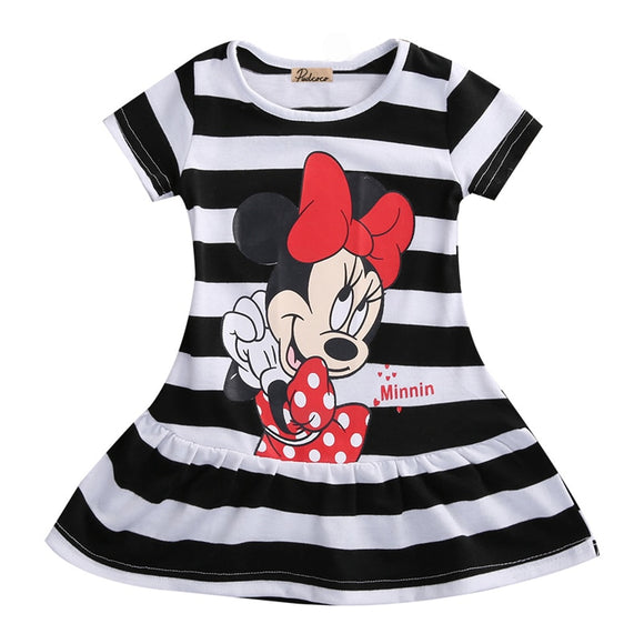 Summer Cute Girl Minnie Mouse Cartoon Short Sleeve Dresses