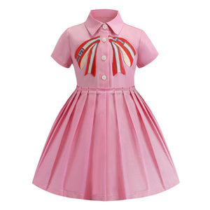 Kid Dress for Girls Pink Casual Embroidery Children Clothing