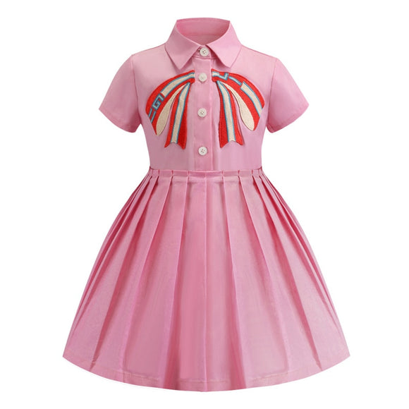 Kid Dress for Girls Pink Casual Embroidery Children Clothing