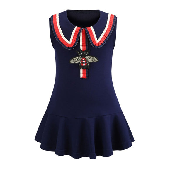 Dresses Cotton Bee Embroidery Girl Children Clothing
