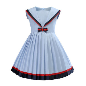 Girl Dresses Biue Cotton Summer Kid Dresses Clothing