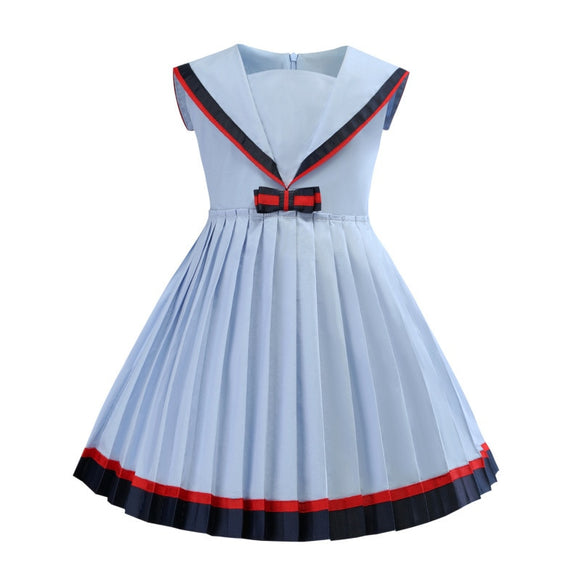 Girl Dresses Biue Cotton Summer Kid Dresses Clothing